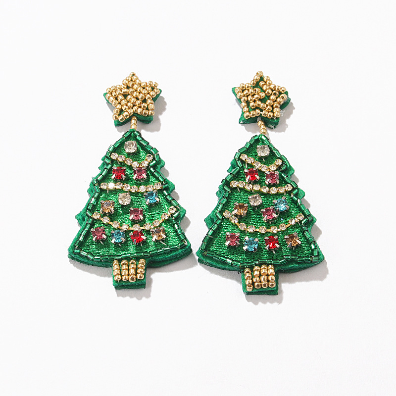 1 Pair Elegant Exaggerated Streetwear Christmas Tree Snowflake Glass Drop Earrings display picture 3