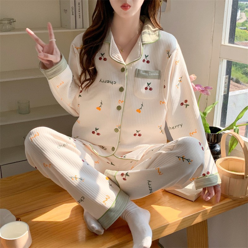 2025 meses de ropa de embarazo pijama prenatal y postpartum lactancia otoño y invierno sándwich aire caliente algodón conjunto de ropa para el hogar