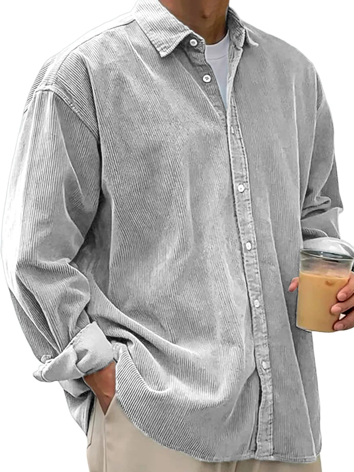 Giacca in denim vintage uomo stile workwear camicia maniche lunghe_voghion.com