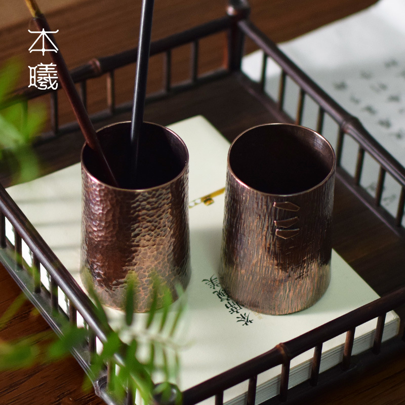 Copper manual Hammer Retro pen container writing brush Storage bin originality Office desktop Man Room Supplies Decoration Pen barrel