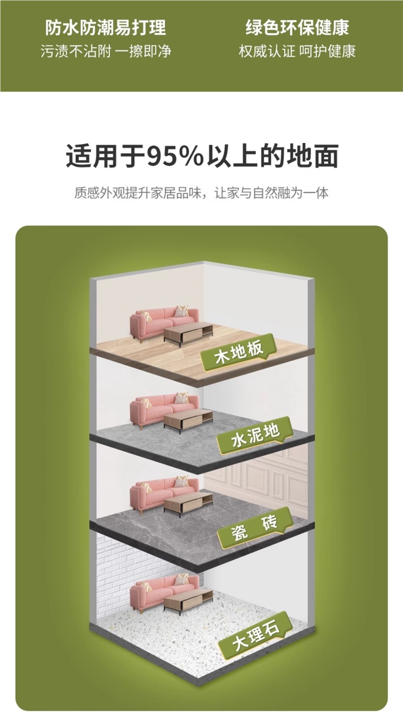 Household Floor Leather Cement Floor Directly Laid Self-Adhesive Floor Stickers Thickeneded Wear-Resistant Waterproof Anti-Slip Plastic Carpet Floor Mats