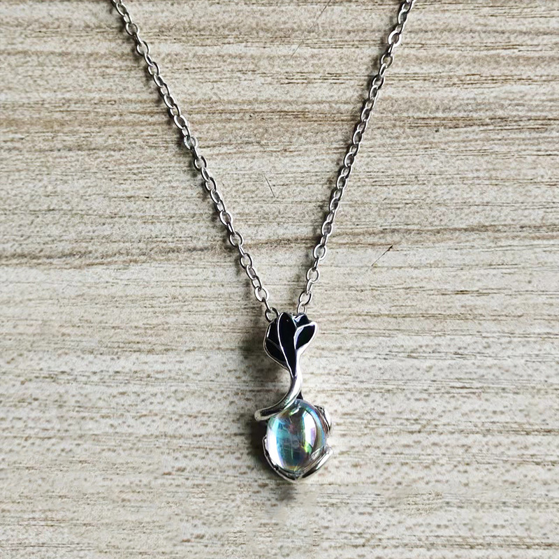 13g Weight Pendant Jewelry Making Type Pendant Necklace, Necklace Classification Alloy Chain Material 1 Piece Quantity Holiday, Street Occasion Alloy, Moonstone Material Color Block Pattern Women's, Unisex Gender Plating Design Retro Style Retro Color Block Alloy Moonstone Pendant Necklaces Wholesale 2
