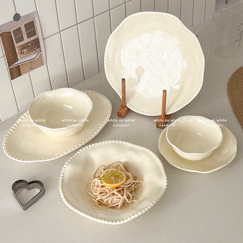 Ins Style Tableware Dishes suit Household Western Food Plate High-grade Cream Style Ceramic Fruit Pasta Grill Plate