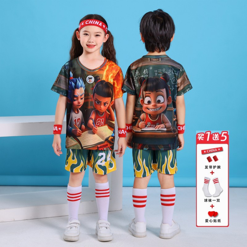 Children's Basketball Training Suit Summer Quick-Drying Kindergarten Chinese Nezha Basketball Jersey Vest Girls and Boys Basketball Uniforms