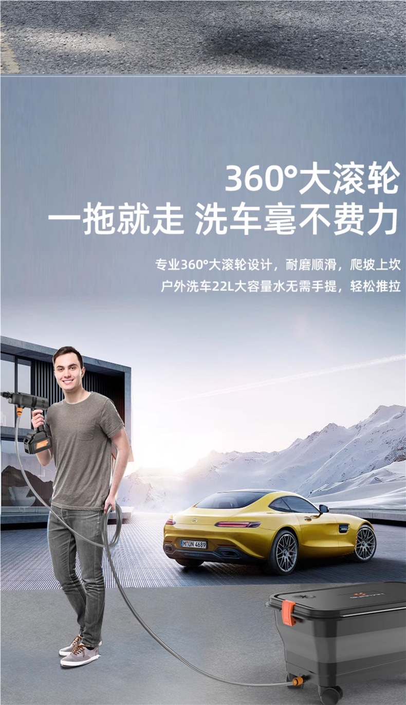 Care about Wireless Car Washing Machine, High-Pressure Water Gun, Household Car Cleaning Artifact, Powerful Lithium Battery Charging Booster Water Tank