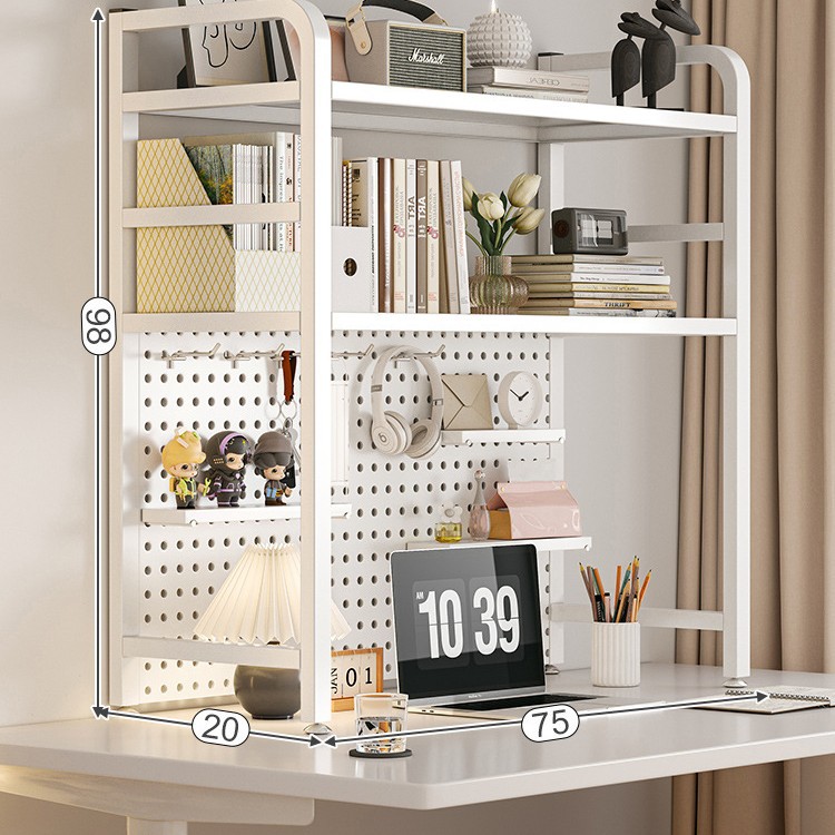 Agujero de escritorio tablero de hierro estantería escritorio rack de almacenamiento dormitorio estante de almacenamiento en capas escritorio hogar organizador rack