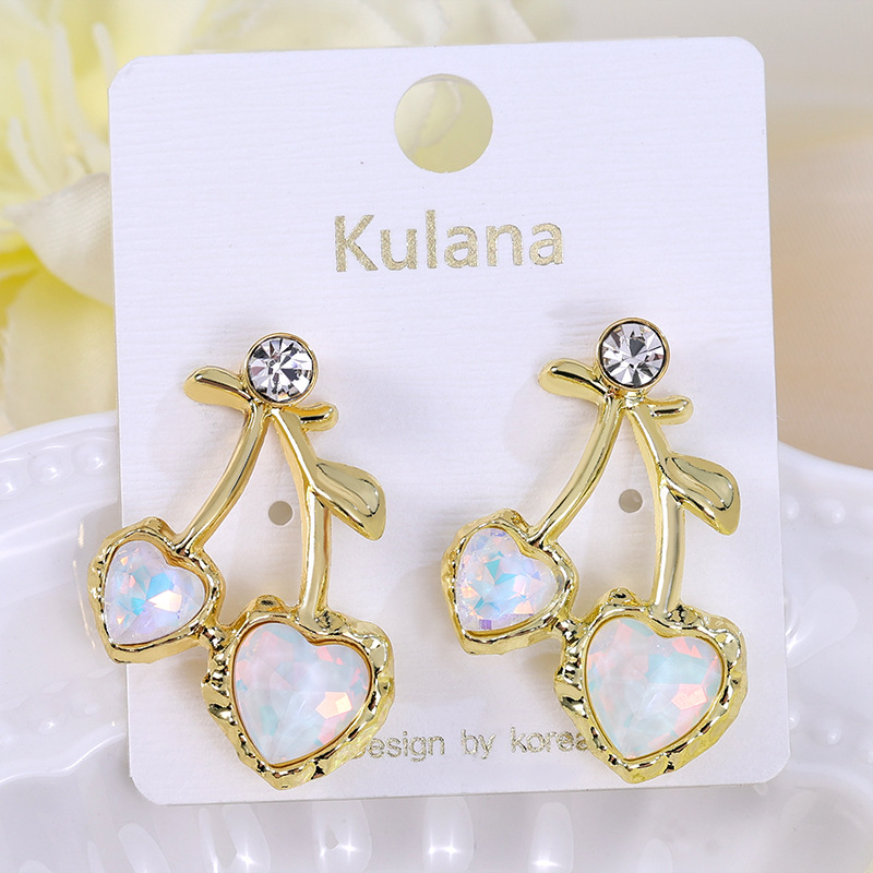 Aretes de cereza roja para mujer – colgante exquisito, fruta de imitación versátil, nuevo estilo
