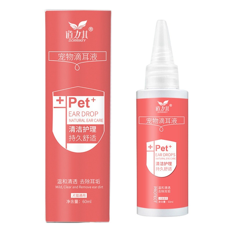 Fabricante al por mayor Daoli goteo para los oídos de mascotas 60ml gato goteo de aceite para los oídos de perros para eliminar el olor de los oídos de cera para los oídos