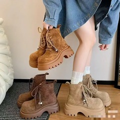 跨境百搭马丁靴女款2025年新款短靴秋冬草原西部牛仔靴厚底大黄靴
