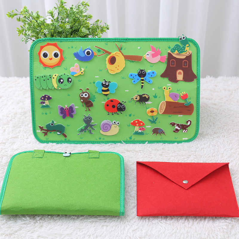 Junta de aprendizaje de fieltro portátil para niños Junta de vestir Puzzle Educación temprana Juguetes de fieltro Junta ocupada Junta de educación temprana para niños