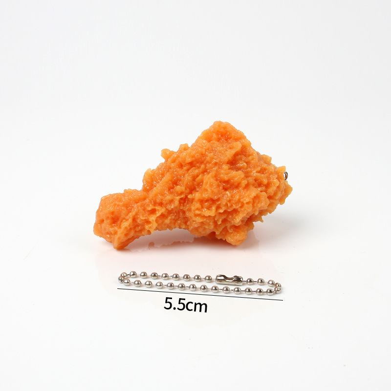 Simulation chicken leg French fries bead chain pendant simulation KFC fried chicken leg fried chicken wings key ring can be used as twisted egg wholesale