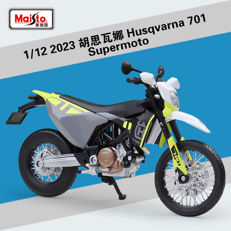 Maisto 1:12 2023 Husqvarna 701 Supermoto Motorcycle Model