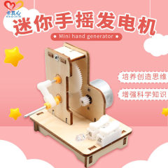 Wooden hand-crank generator technology small DIY project elementary school science experiment kid invention materials for boys physics science education
