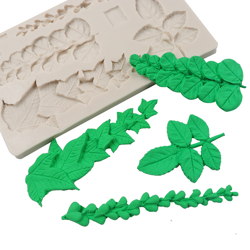 Nueva suculentas hojas decorativas fondant molde de silicona cake Edge ritmo seco chocolate utensilios para hornear