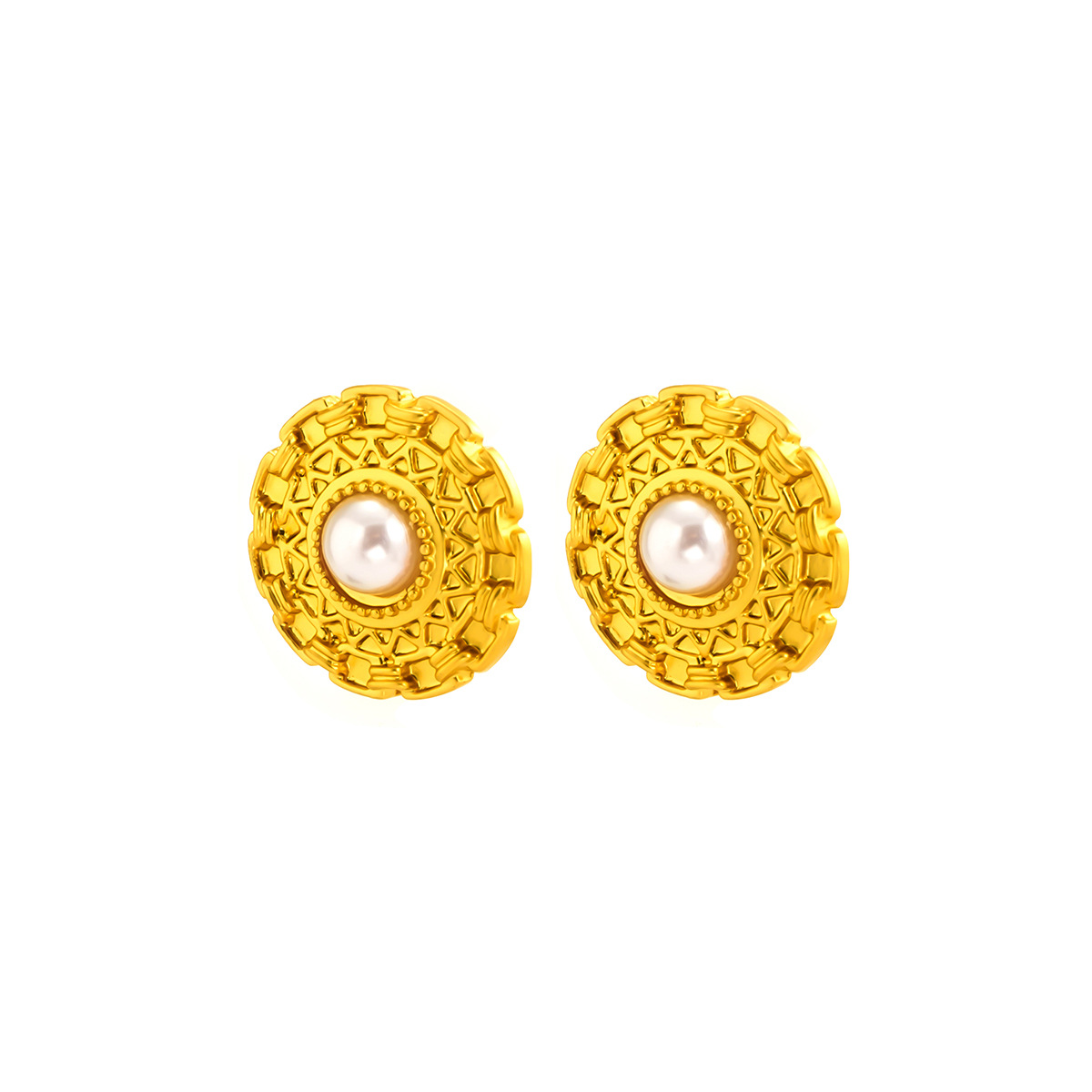 Boucles D&#39;oreilles Irrégulières En Perles Micro-incrustées Rétro Européennes Et Américaines display picture 4