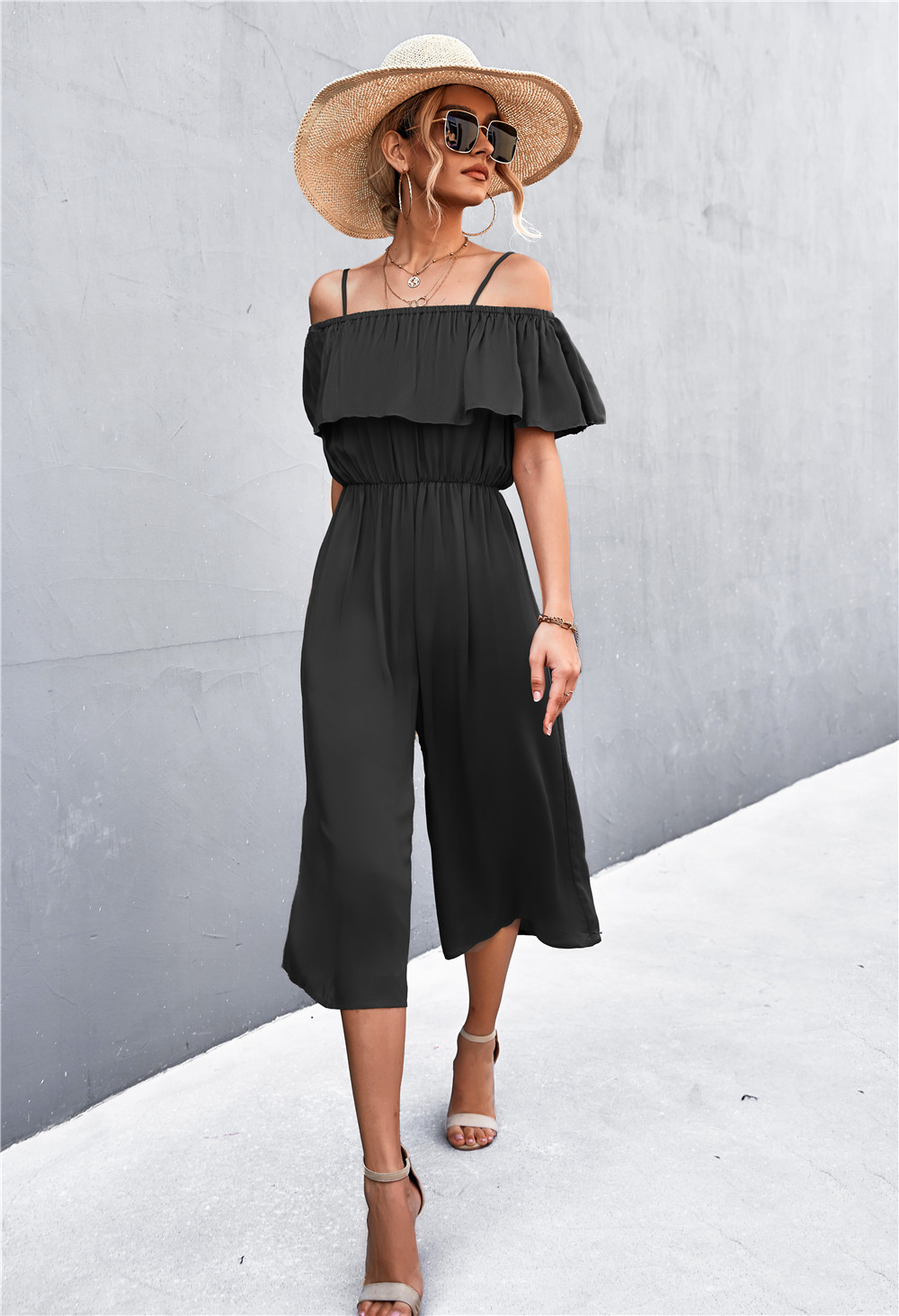 Women's One Shoulder Jumpsuit Loose Casual Summer Strap Romper_voghion.com
