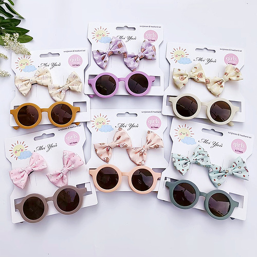 New children's glasses hair clip set three-dimensional bow clip children's hair accessories colorful transparent sweet Mickey sunglasses