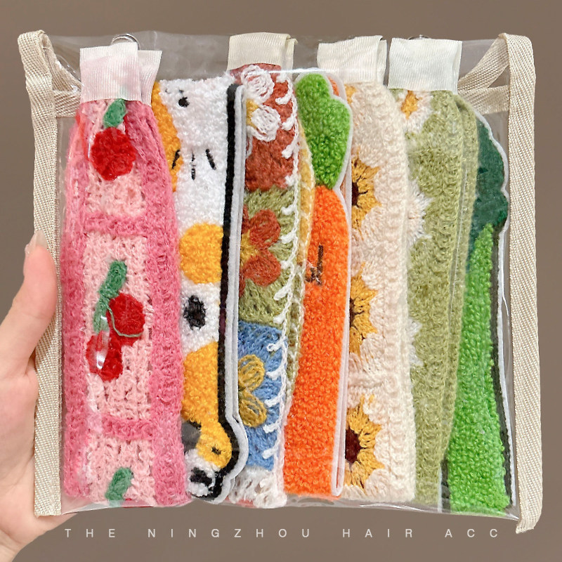 Children's hair tidying tool, knitted headband, face-washing headband, girls' bangs magic tape, hair sticker, girls' hair accessory