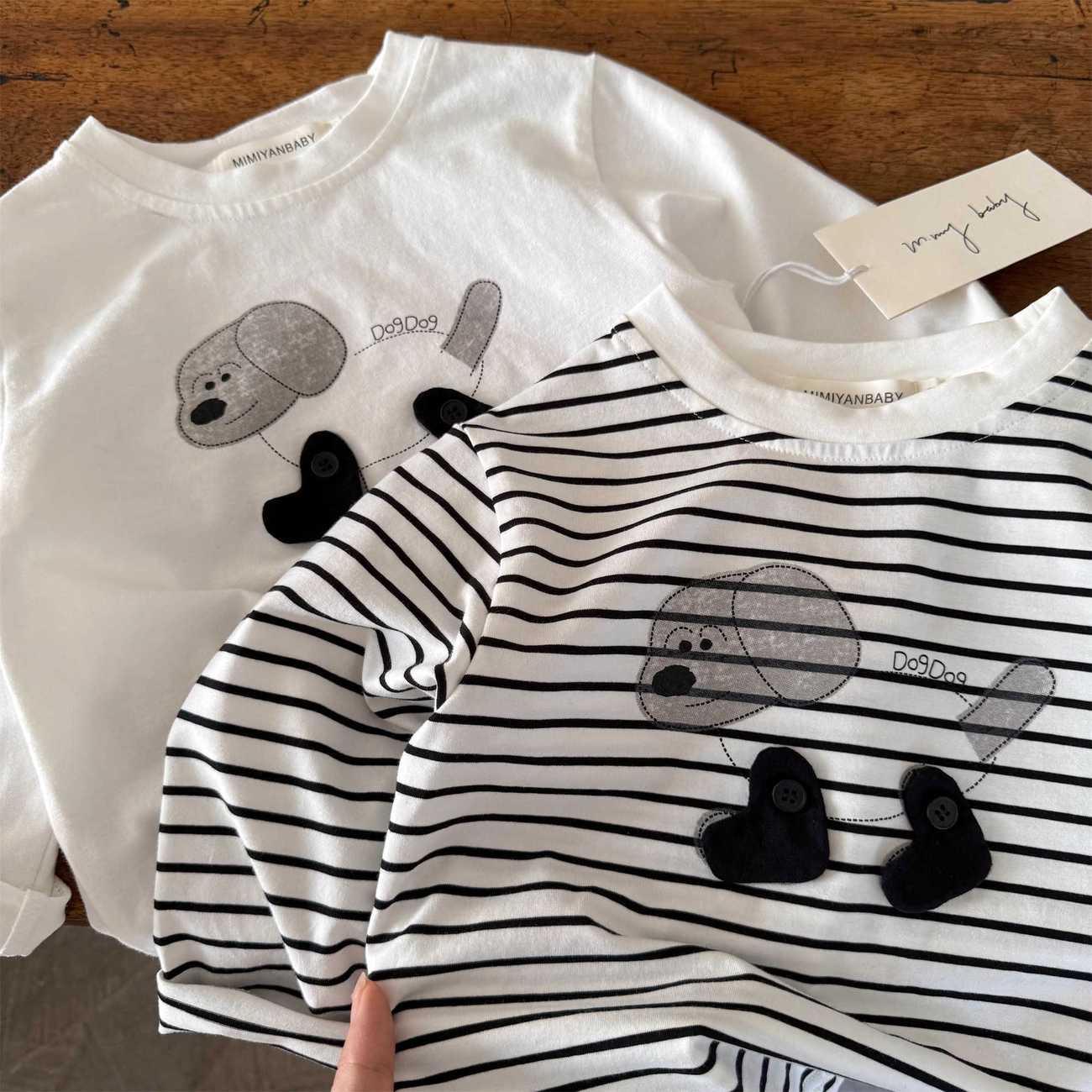 Cross-border 2026 Spring and Autumn Children's Clothing Cute Striped T-shirt Base Layer Trendy Puppy Innerwear Children's Long Sleeve Boys