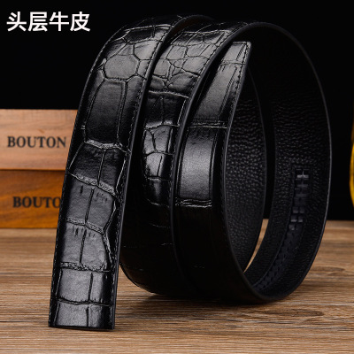 Manufactor Supplying Crocodile print Strap man genuine leather belt automatic Buckle cowhide goods in stock wholesale