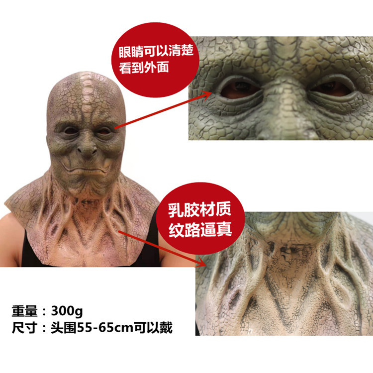 Halloween horror demonio fantasma cara máscara serpiente demonio lagarto realista sombrero divertido mal miedo rendimiento props