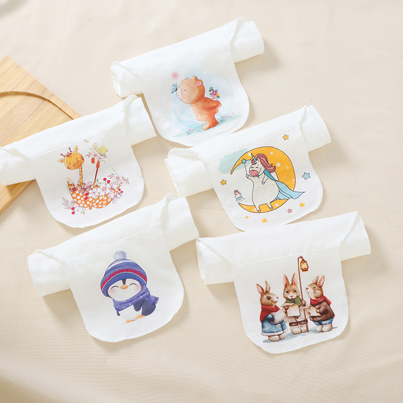 Children's Full Cotton A-Grade Large Sweat Absorbent Towels for Kindergartens, Wholesale 100% Cotton Four-Layer Gauze Baby Sweat Towels