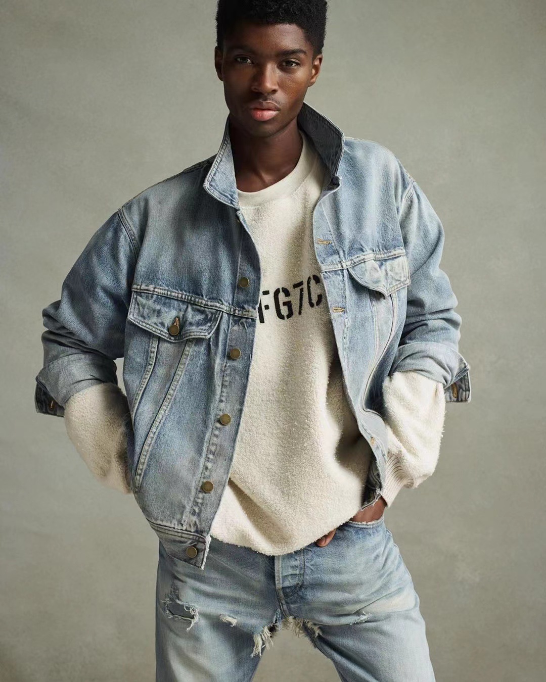 Men's Clothing heavy washed distressed denim jacket for men and women bf hip hop high street loose coat jacket_viptrois.com