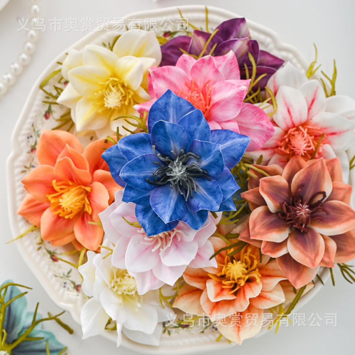 仿真龙须茉莉花朵 3D手感花 手工diy古风簪花头饰 配件跨境直销