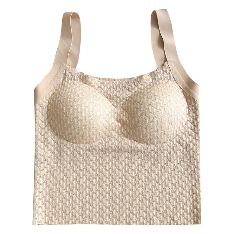 Sin costuras de belleza de encaje camisola interior y exterior de las mujeres no anillo de acero semi-fijo de la Copa de base cuadrada cuello ancho Chaleco de hombro