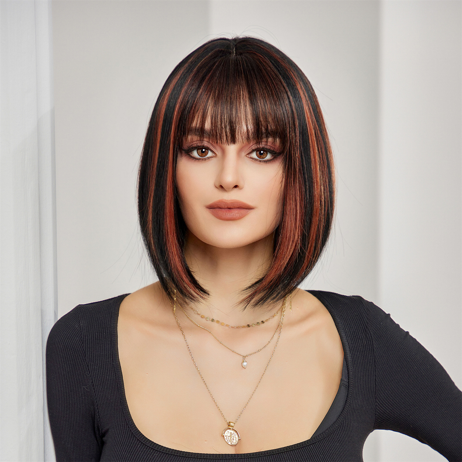 Shein transfronteriza caliente-venta gradiente gris cabeza onda hombro-longitud peluca Pelo Corto cabeza completa cubierta de la fábrica en stock