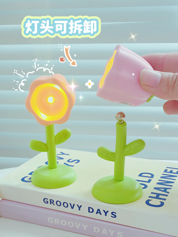 Batterie-Tischlampe Cartoon-Blumen DIY Creme-Gel Nachtlicht Mini-LED Stimmungslicht Kreatives Geschenk Dekofigur