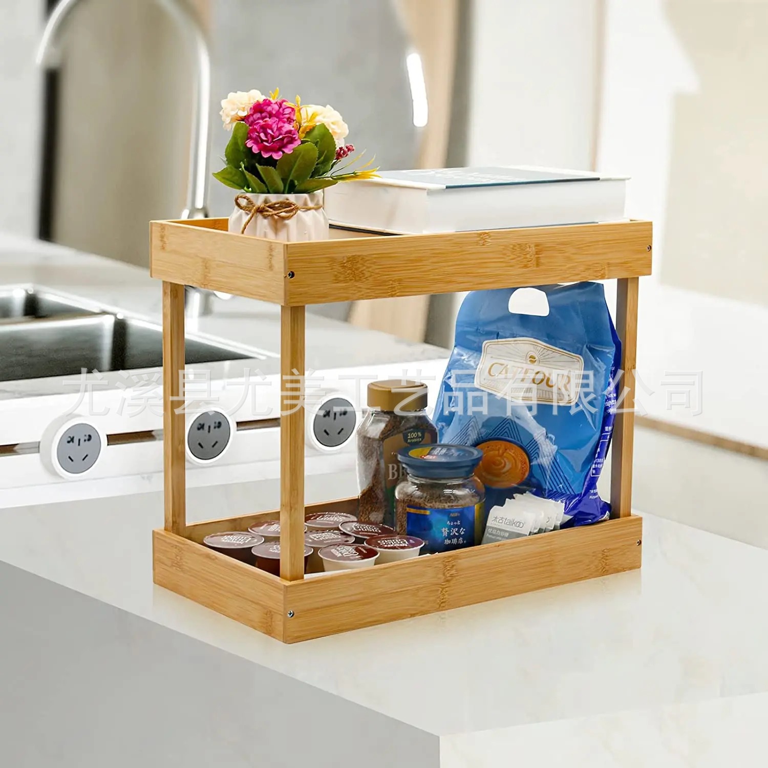 Estante de almacenamiento de bambú transfronterizo de almacenamiento de múltiples capas sala de estar de exhibición de artículos diversos estante de exhibición Comedor Cocina vegetal estante de exhibición de Bambú