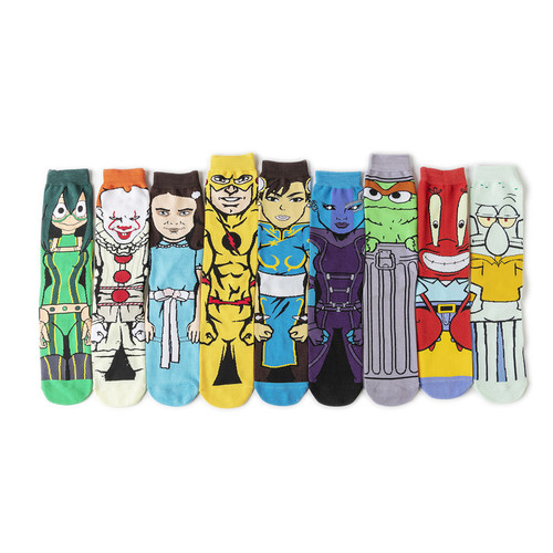 Cotton cartoon pattern mid-calf men's and women's long socks anime trendy cross-border socks personalized Instagram fashionable socks manufacturer cotton socks