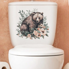 卡通春天花朵小熊兒童臥室馬桶貼家居裝飾牆貼貼紙自粘批發跨境