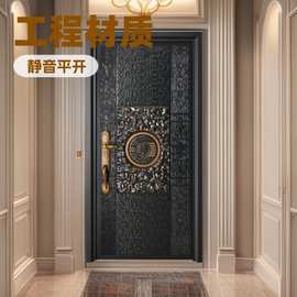金属拉丝仿铜门厂家一手货源甲级进户门质量可靠别墅 /自建房大门
