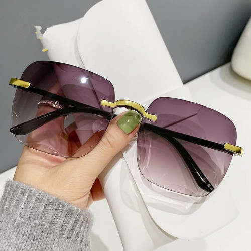 European and American fashion square frameless sun glasses edge frameless sunglasses women street show glasses cross-border hot 