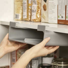 $免打孔收纳置物架厨房隔板壁挂锡纸保鲜膜储物盒悬挂式橱柜下挂