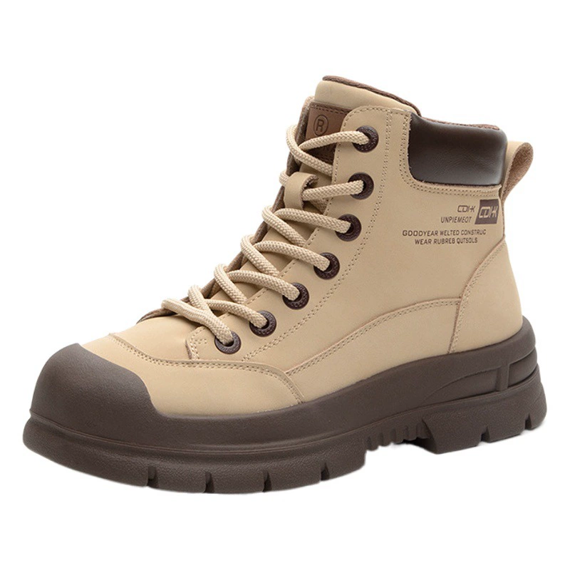 Ботинки Мартин с массивной подошвой, модные в стиле ретро с цветовыми блоками, новинка 2025 года, короткие ботинки для весны и осени, рабочие ботинки в американском стиле для женщин.