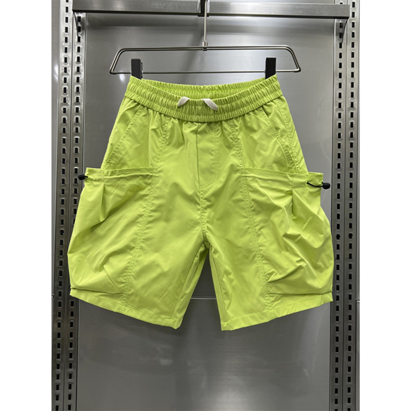 夏季新款工装短裤男彩色潮流宽松纯色沙滩裤痞帅外穿大口袋五分裤