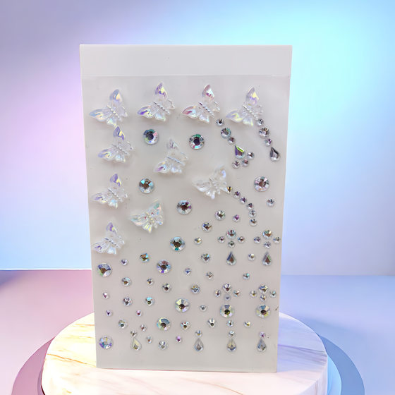 Cross-border Hot Face Decoration Diamond Stickers Butterfly Nail Diamond Stickers Children Stage Eye Diamond Stickers Pearl Stickers