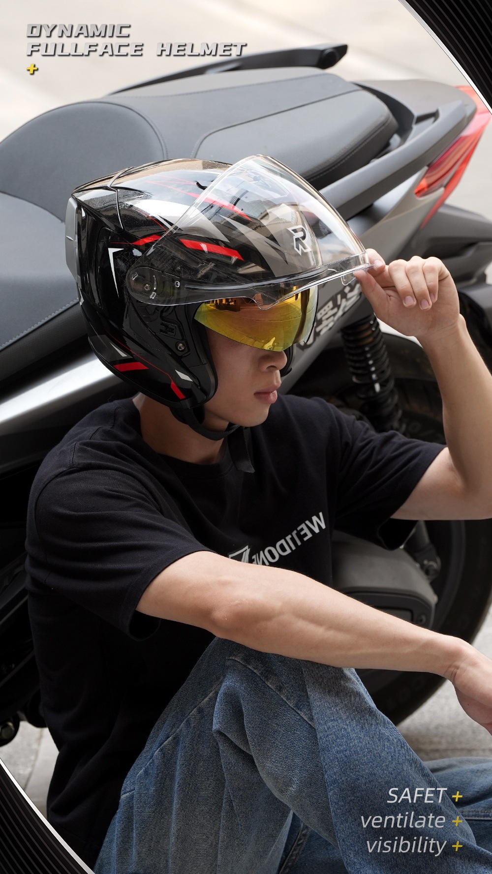 RSV 3/4 Helmet for Men, Motorcycle Half Helmet, 3/4 Electric Vehicle Summer Helmet, 3C Certified, All-Season Safety Helmet