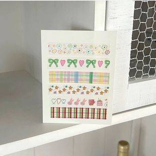 Japanese and Korean flower five-pointed star and paper tape cute cat plaid hand book decoration material tape roll
