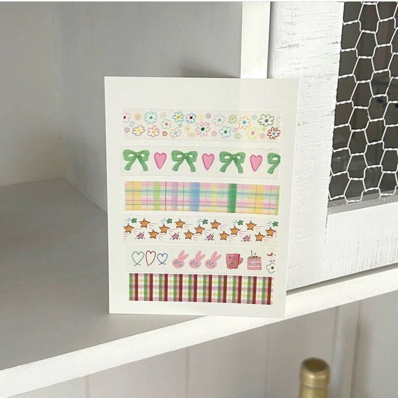 Japanese and Korean flower five-pointed star and paper tape cute cat plaid hand book decoration material tape roll