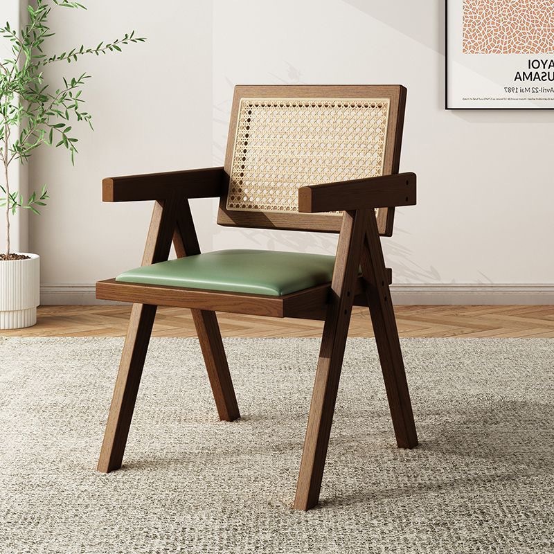 Candigar silla de madera sólida nórdica silla de caña red doméstica silla de respaldo de viento silencioso silla de comedor doméstica silla de té