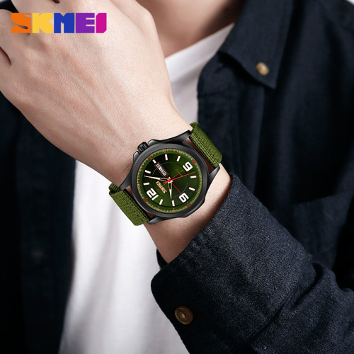 SKMEI New Student Casual Nylon Strap Watch with Night Light Quartz Movement for Drop Shipping