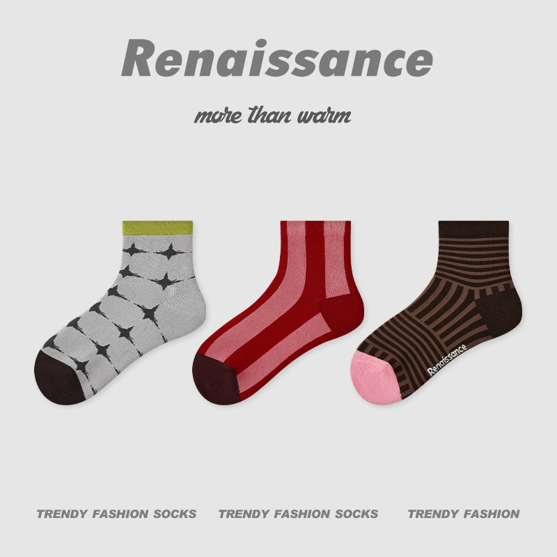 Renaissanceオリジナルの女性靴下夏の色合わせレリーフソックス
