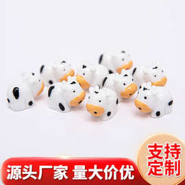 跨境热采白色迷你奶牛diy树脂配件微景观小摆件装饰挂件饰品材料