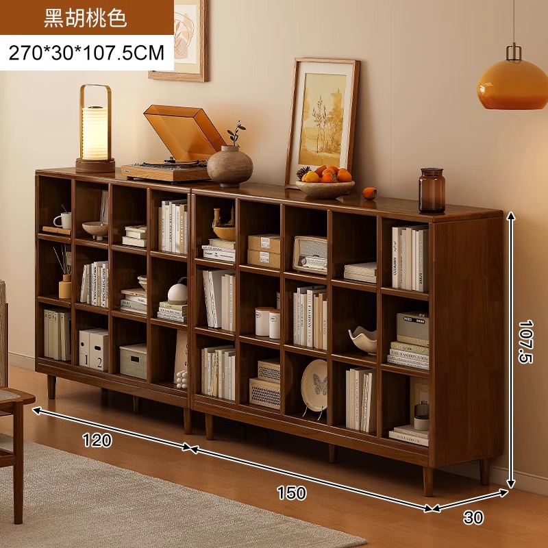 Estantería de madera maciza, cajones de piso a techo, armarios de sala de estar, armarios de rejilla combinados contra la pared, estantes de almacenamiento, estanterías cortas integradas