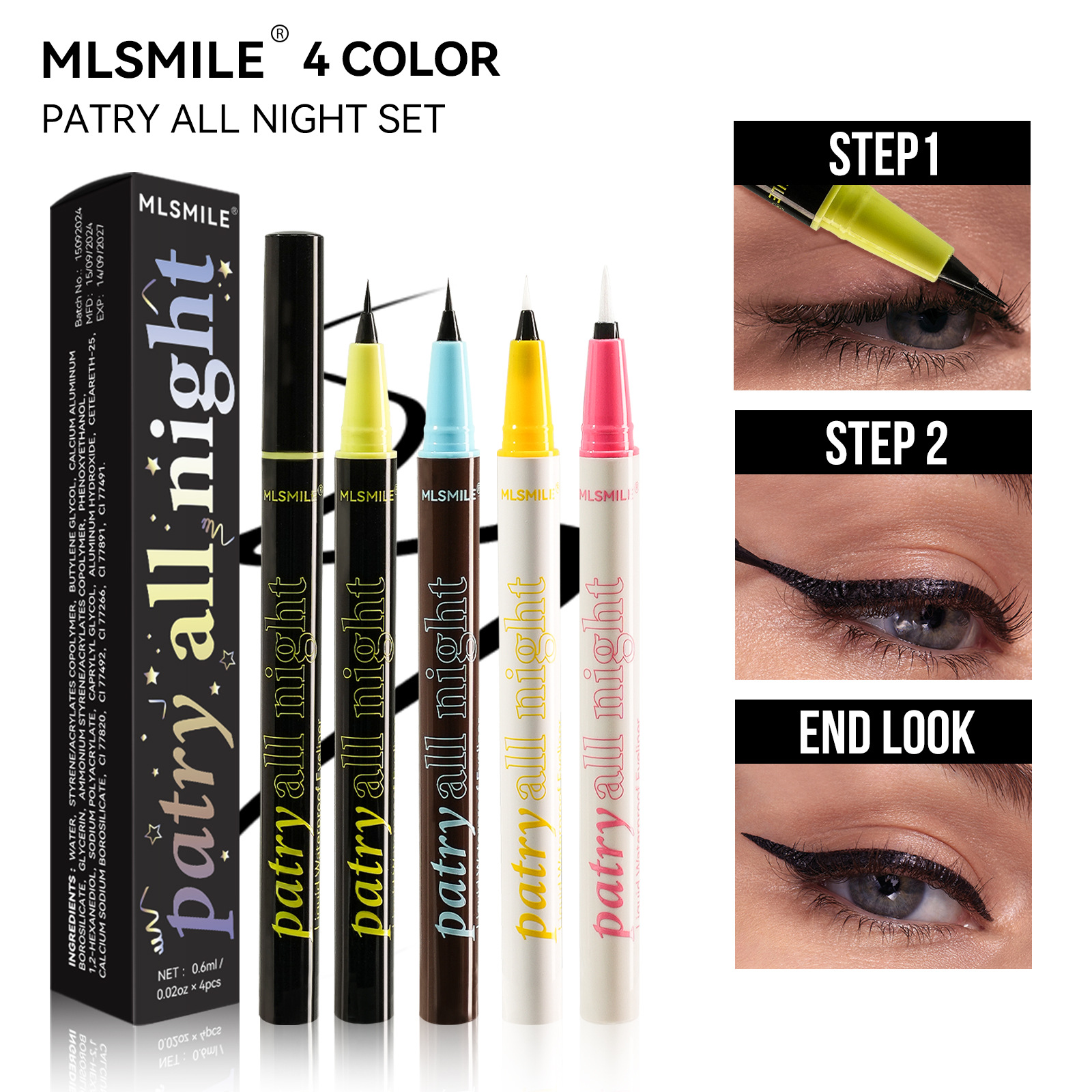 Cross-border hot-selling MLSMILE eyeliner pen with pearlescent eyeliner is not easy to faint color eye makeup wholesale