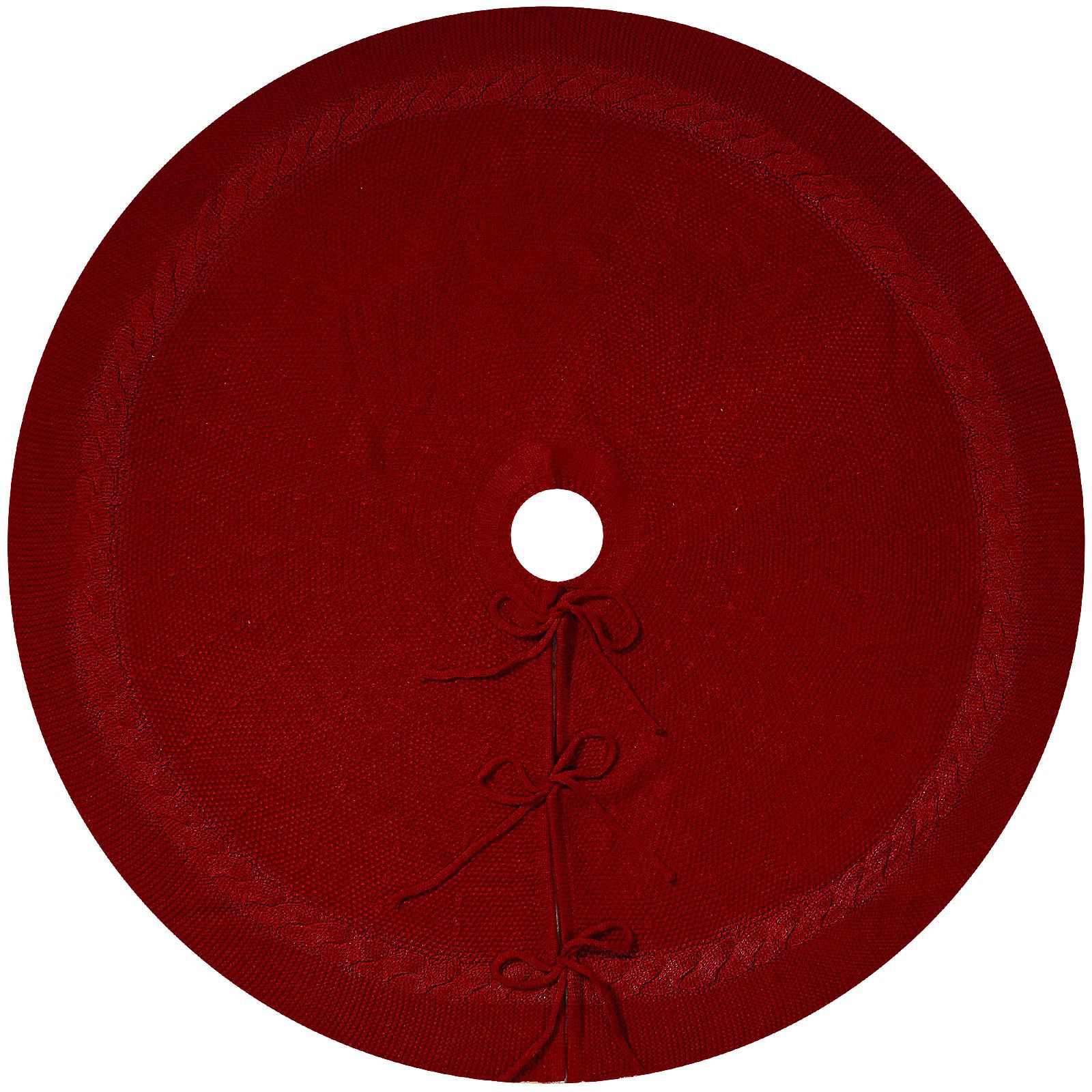 Navidad de punto falda de árbol rojo de punto de Navidad blanco delantal de árbol de Navidad adornos de falda de árbol